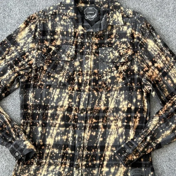 Angry Minnow Vintage Shirt Womens Small Black Bleached Flannel Wild Women Dance - Picture 5 of 12